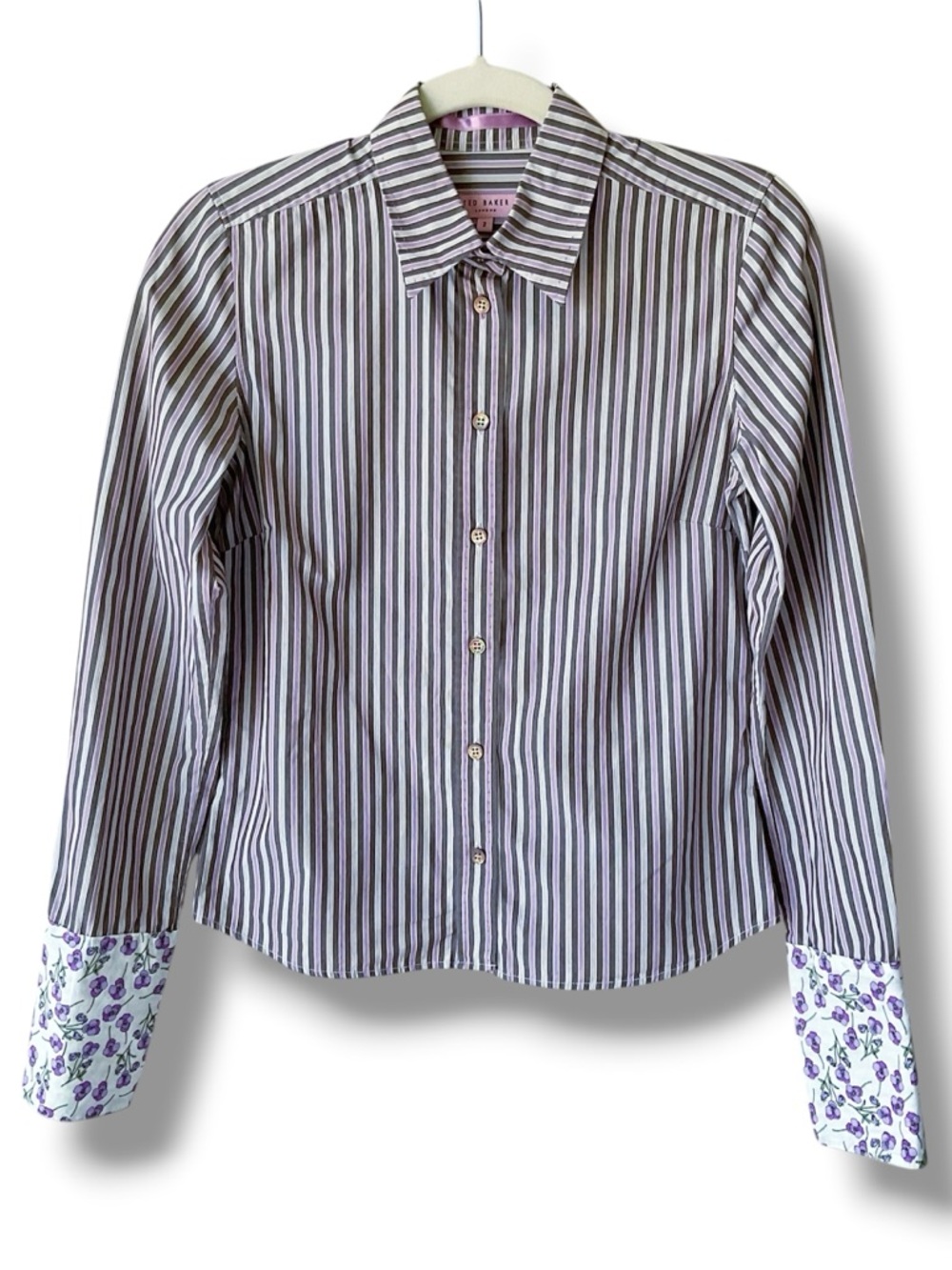 Ted Baker London SAMPLE Button Down Striped Shirt Ted Size 2/US Size 6